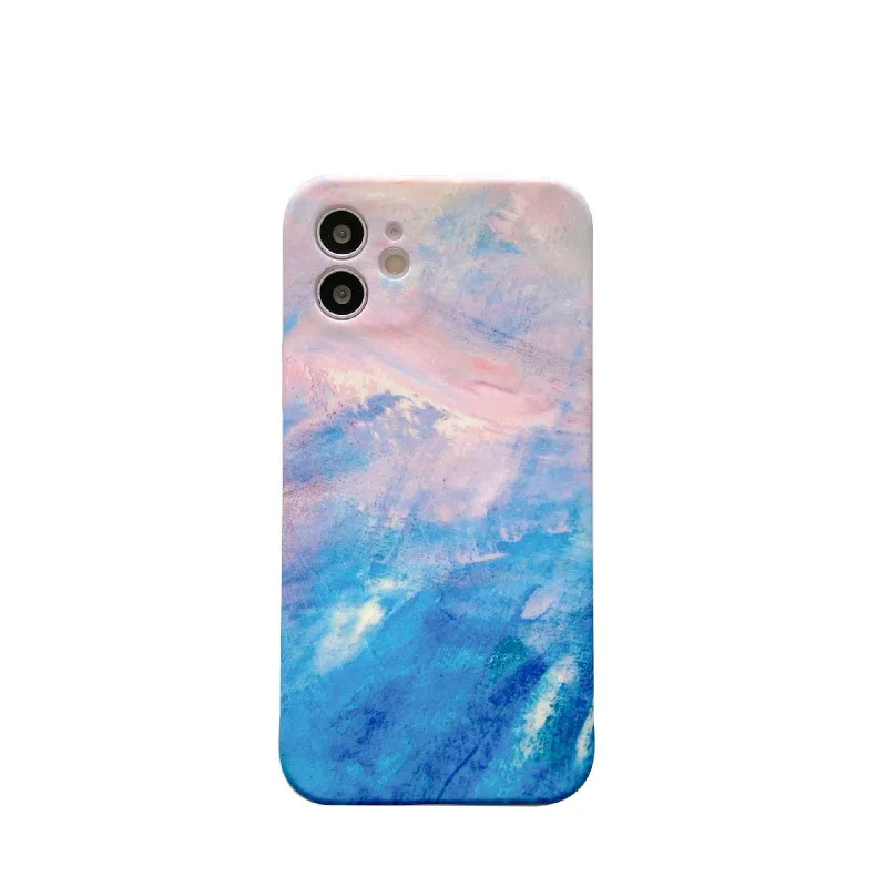 

Graffiti oil painting blue phone case is suitable for iPhone11 12Pro Max mini X XR XSMax 8 7PluS anti-fall protective back cover