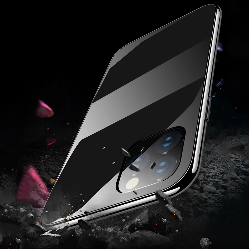 Магнитный адсорбционный стеклянный чехол для телефона iPhone 11 Pro Max candy color полное