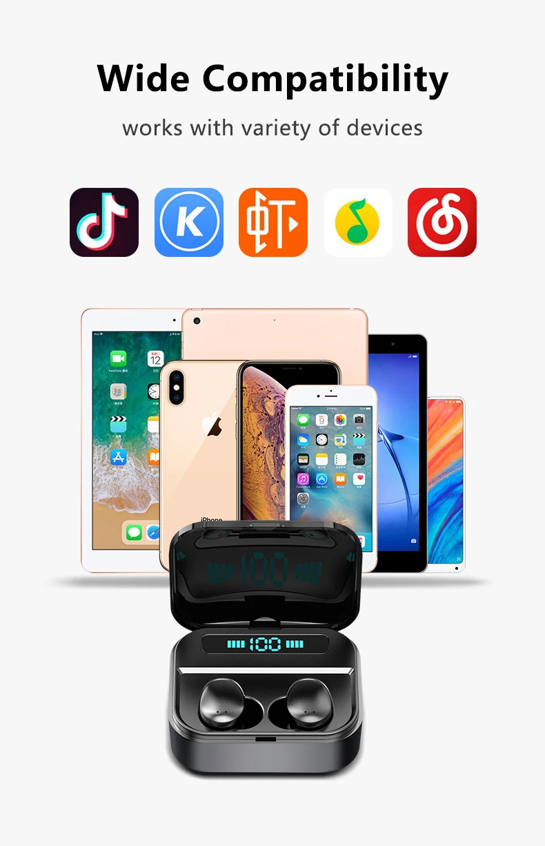 TWS стерео Bluetooth 5,0 микро беспроводные наушники IPX7 водонепроницаемый шумоподавление спортивные мини наушники вкладыши блок питания