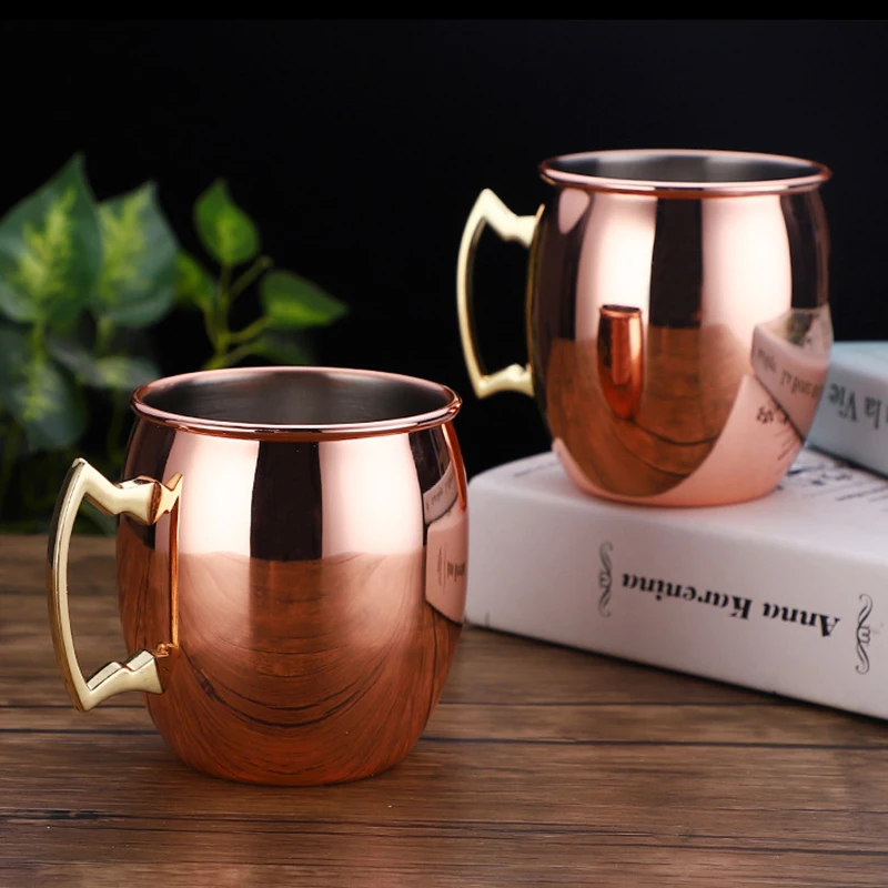 1 шт. Глянцевая кружки для московского Мула из розового золота Нержавеющая сталь