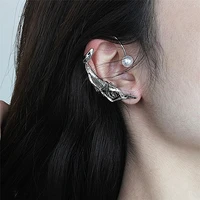 minimalist silver color irregular geometric alloy clip earrings for women ladies simulation pearl earrings accessories gifts