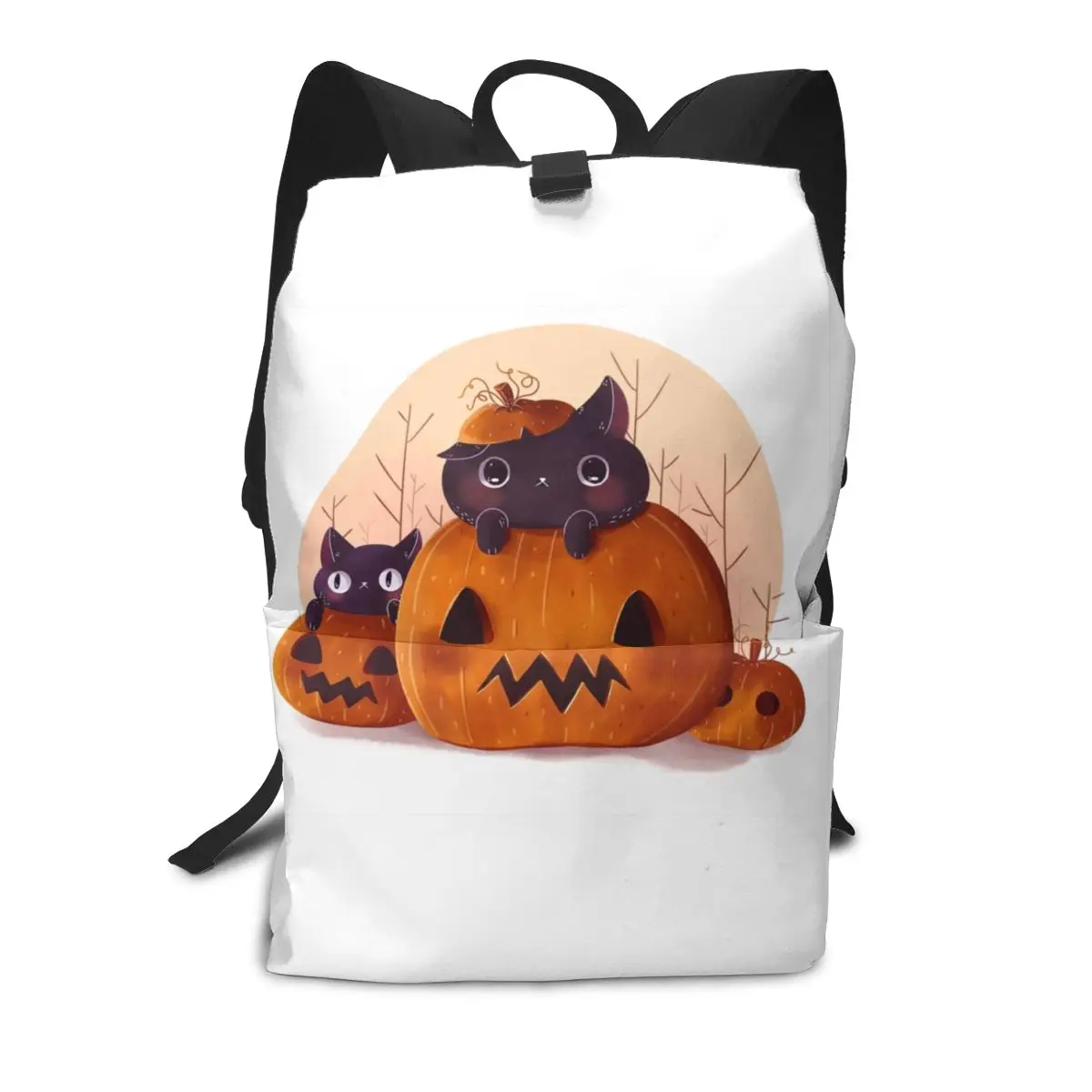 

Halloween Pumpkin Cute Cats Backpacks Animal Charm Polyester Fitness Backpack Female Pattern Bags