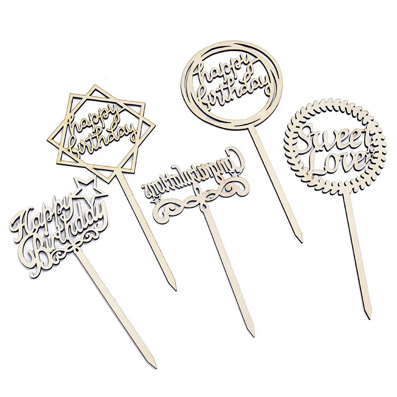 

10 шт./лот Топпер для торта на день рождения, деревенский деревянный Топпер для кексов для различных украшений для торта на день рождения