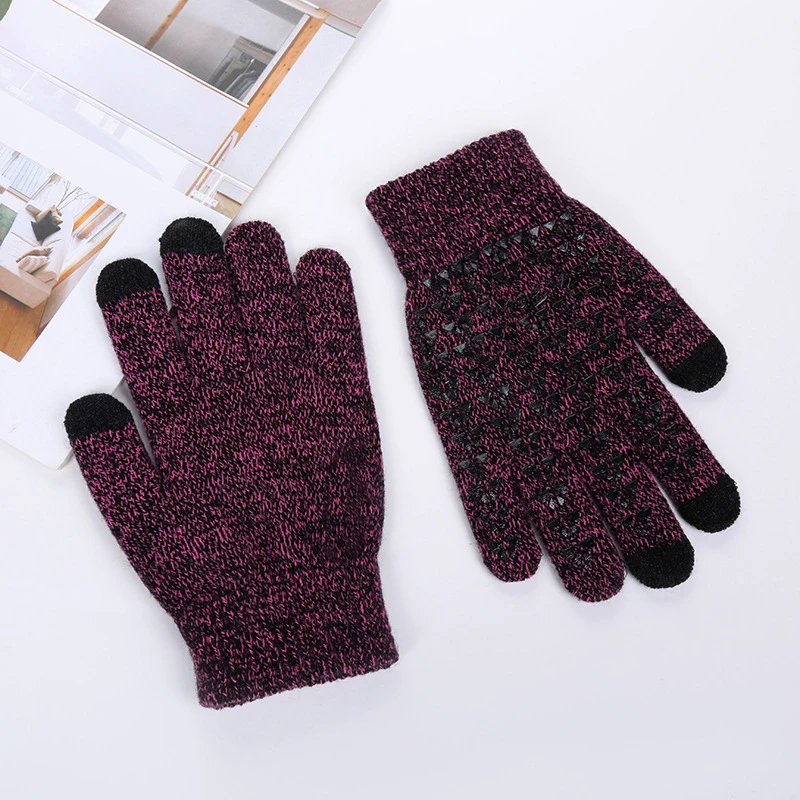 Зимние теплые вязаные перчатки с сенсорным экраном Нескользящие мужские для