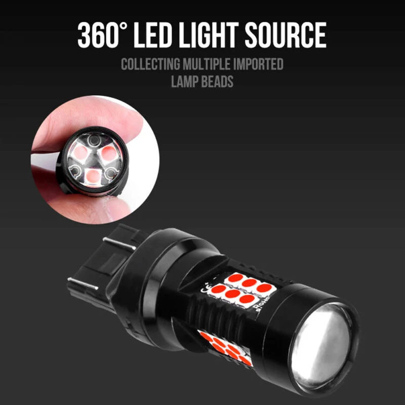 2 шт. автомобиля светодиодный лампы высокого качества 7443 T20 W21/5 Вт 21SMD красный Высокое тормоз с усилителем детали задних фар автомобиля