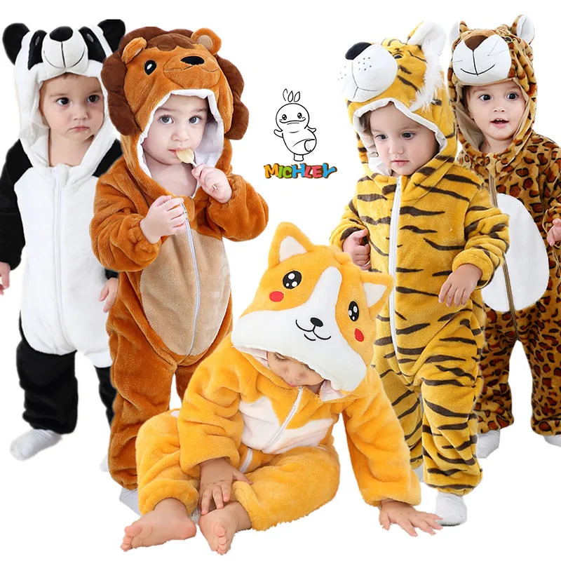 Детские милые Мультяшные фланелевые детские комбинезоны