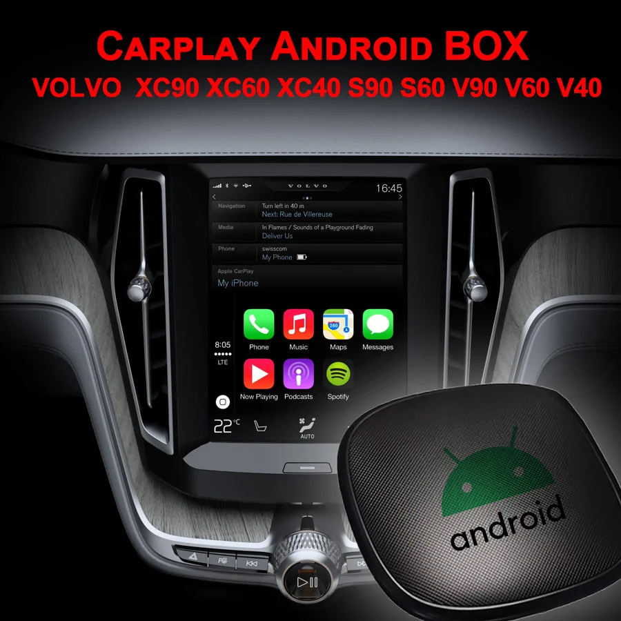 

64GB ROM Smart Car Multimedia Video Player Android Carplay Box For VOLVO XC90 XC60 XC40 S90 S60 V90 V60 V40 2016 - 2021 Ai Voice