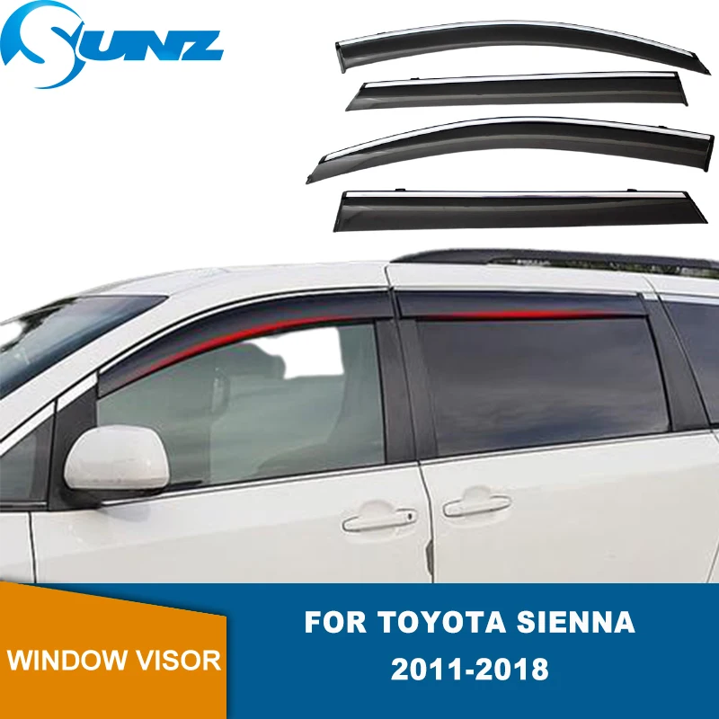 

Side Window Visor For Toyota Sienna 2011 2012 2013 2014 2015 2016 2017 2018 2019 2020 4pcs Weathershields Wind Rain Guards SUNZ