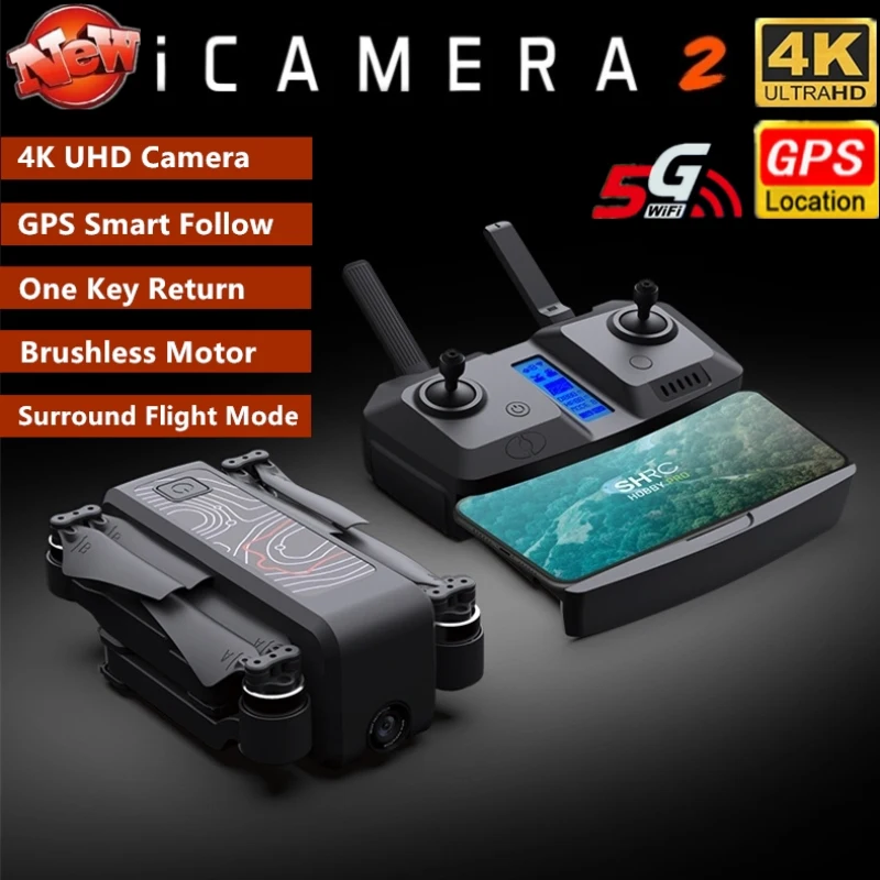 Складной бесщеточный Радиоуправляемый квадрокоптер GPS Smart Follow с камерой 4K Pixel FPV и