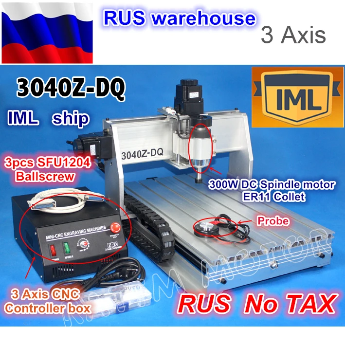 

RU ship Desktop 3 Axis CNC 3040Z-DQ 300W Spindle Ballscrew CNC ROUTER ENGRAVER/ENGRAVING DRILLING Milling Machine 220V/110V