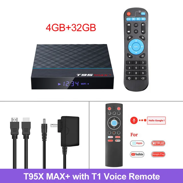 4G32G T1 voice T95 MAX Plus Android ТВ приставка Android 9,0 Amlogic S905X3 Смарт ТВ приставка 4K Android приставка T95MAX четырехъядерный 2,4G& 5G Wifi BT4.1 H.265 - Цвет: 4G32G T1 voice