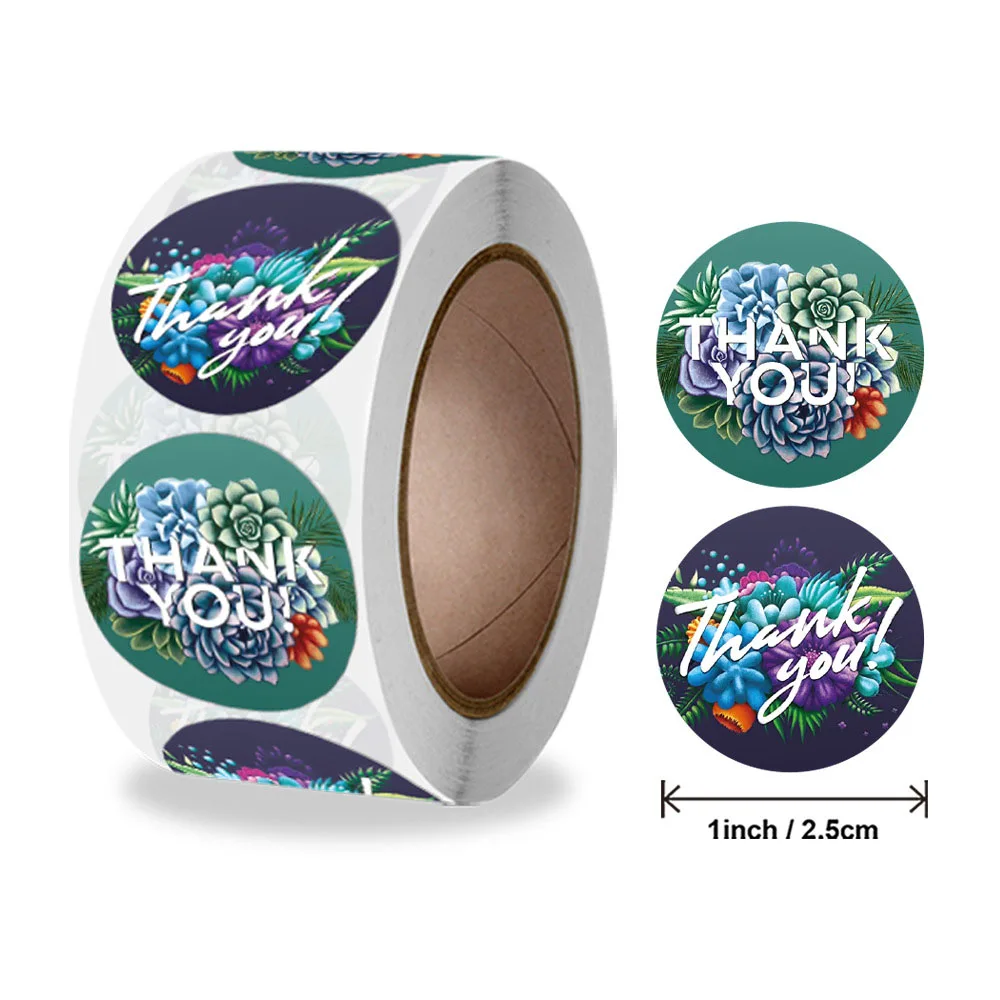 

Qiduo 500pcs1inch Floral Thank You Stickers Seal Labels For Package Decoration White Black Labels Sticker Stationery Sticker