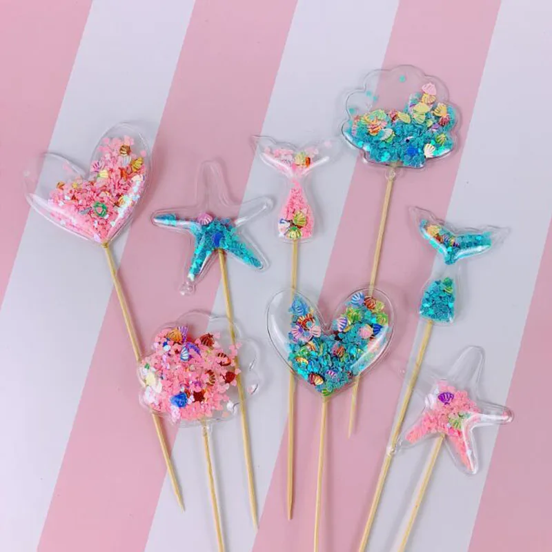 Bling Fairy PVC Cake Topper Unicorn Love Crown Cloud Shiny Flamingo Cupcake Topper for Wedding Birthday Party Cake Decorations