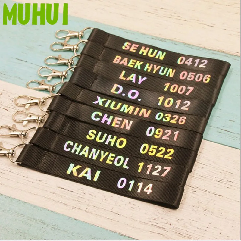 

Kpop EXO Album Nylon KeyChain Discoloration Name Key Chain Car Jewelry Chaveiro Llaveros B212