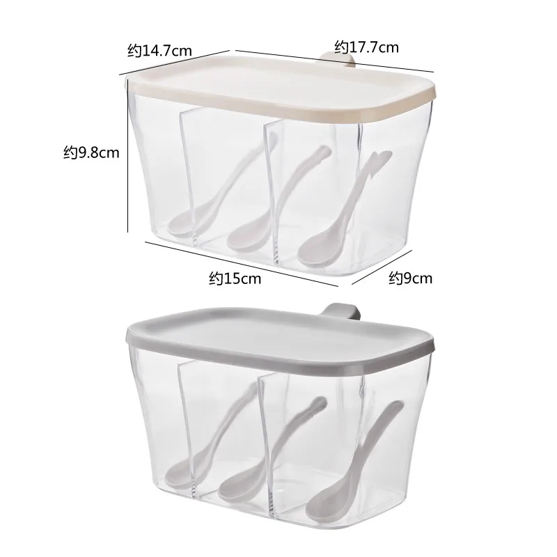 Пластиковая Штабелируемая коробка для специй стойка 3 банки с крышкой и