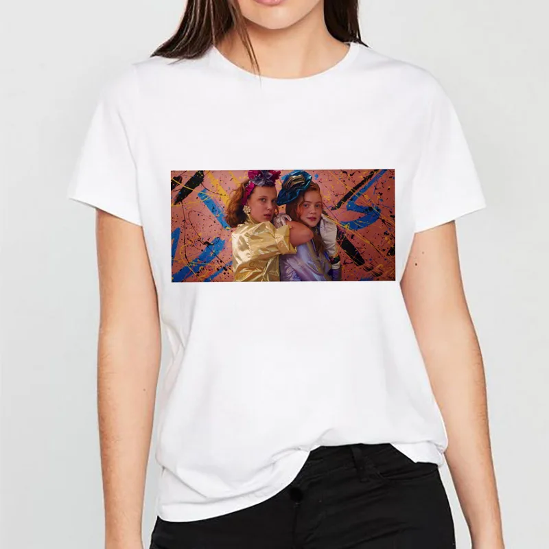 Горячая странные вещи Футболка женская Eleven рубашки футболка Kawaii 80s 90s Графический Дастин женский Ulzzang футболка странные вещи - Цвет: 6524