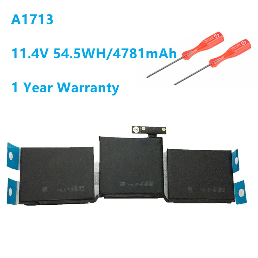 11.4v 54.5wh/4781mah A1713 Battery for Apple Aacbook Pro 13'' A1708 2016 2017 Year with Free Tools a1713 laptop battery for apple macbook pro 13 a1708 2016 2017 emc 2978 3164 020 00946 mll42ll battery 11 4v 54 5wh 4781mah