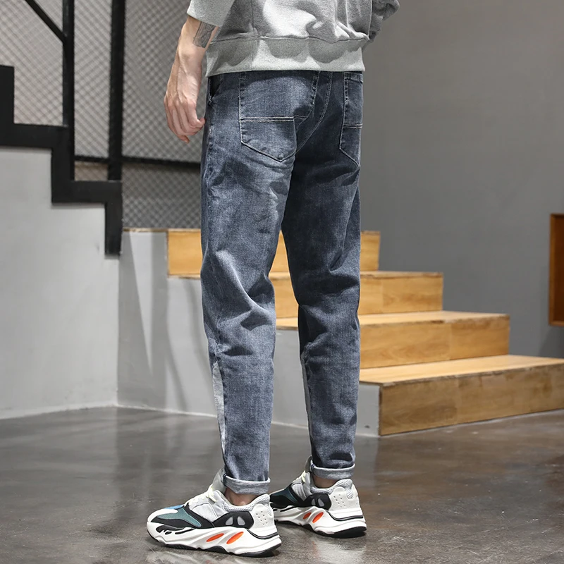 KSTUN Men's Jeans 2020 Patchwork Drawstring Elastic Waist Casual Denim Pants Male Trouers Japanese Style Streetwear Big Size 40 | Мужская