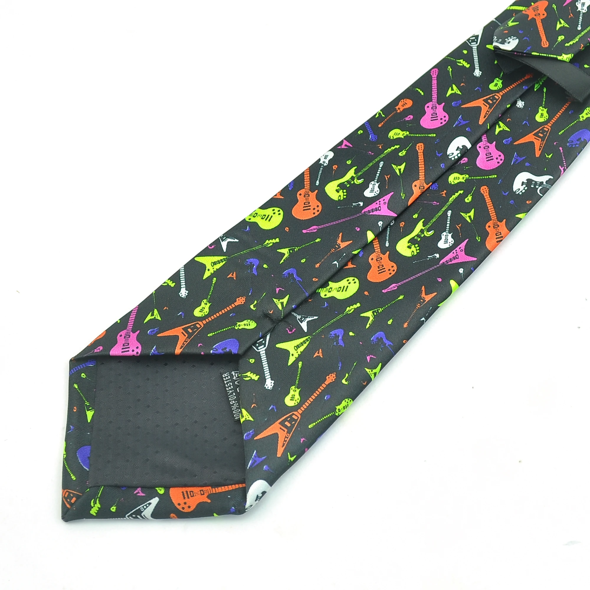 Mens Ties Necktie Formal Dress Gift Wedding Shirts Cravat For Men 9cm wid Guitar Musical Instruments Black Dropshipping | Аксессуары для