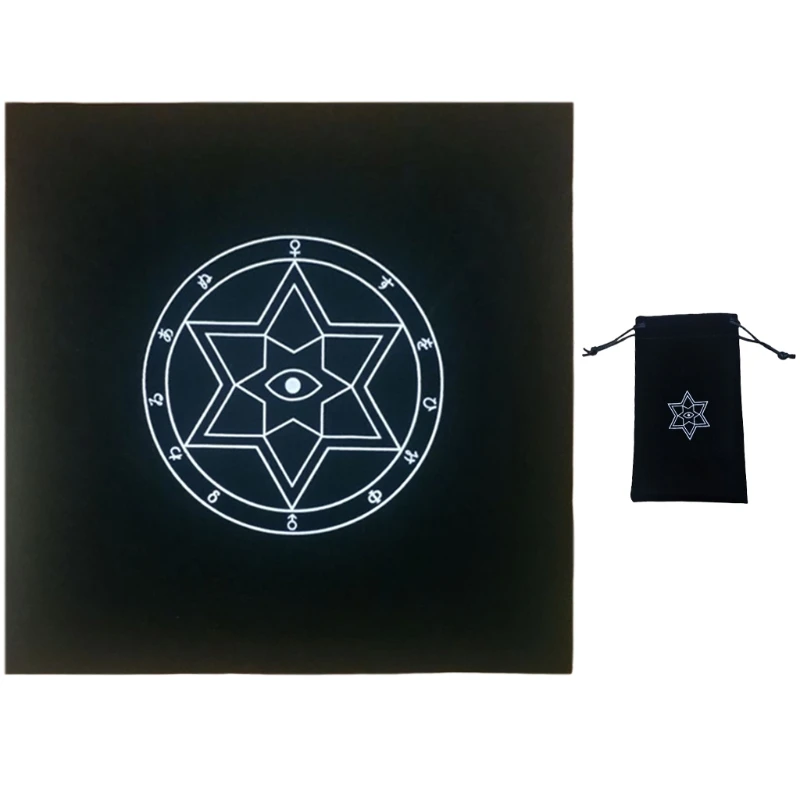 

5050cm Pentacle Hexagram Tarots Tablecloth and Storage Bag Runes Altar Cloth