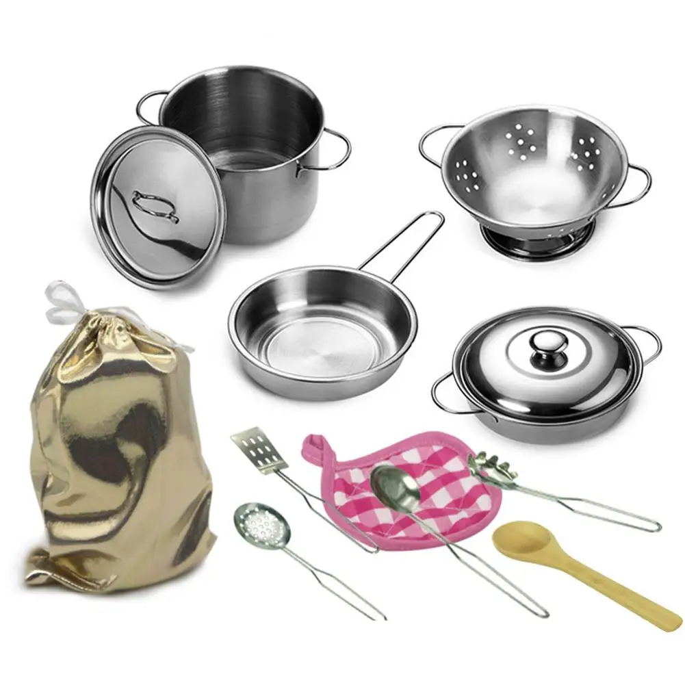 

12Pcs/Set Kids Pretend Play Cooking Stewpot Pan Spoon Mini Kitchen Cookware Toy