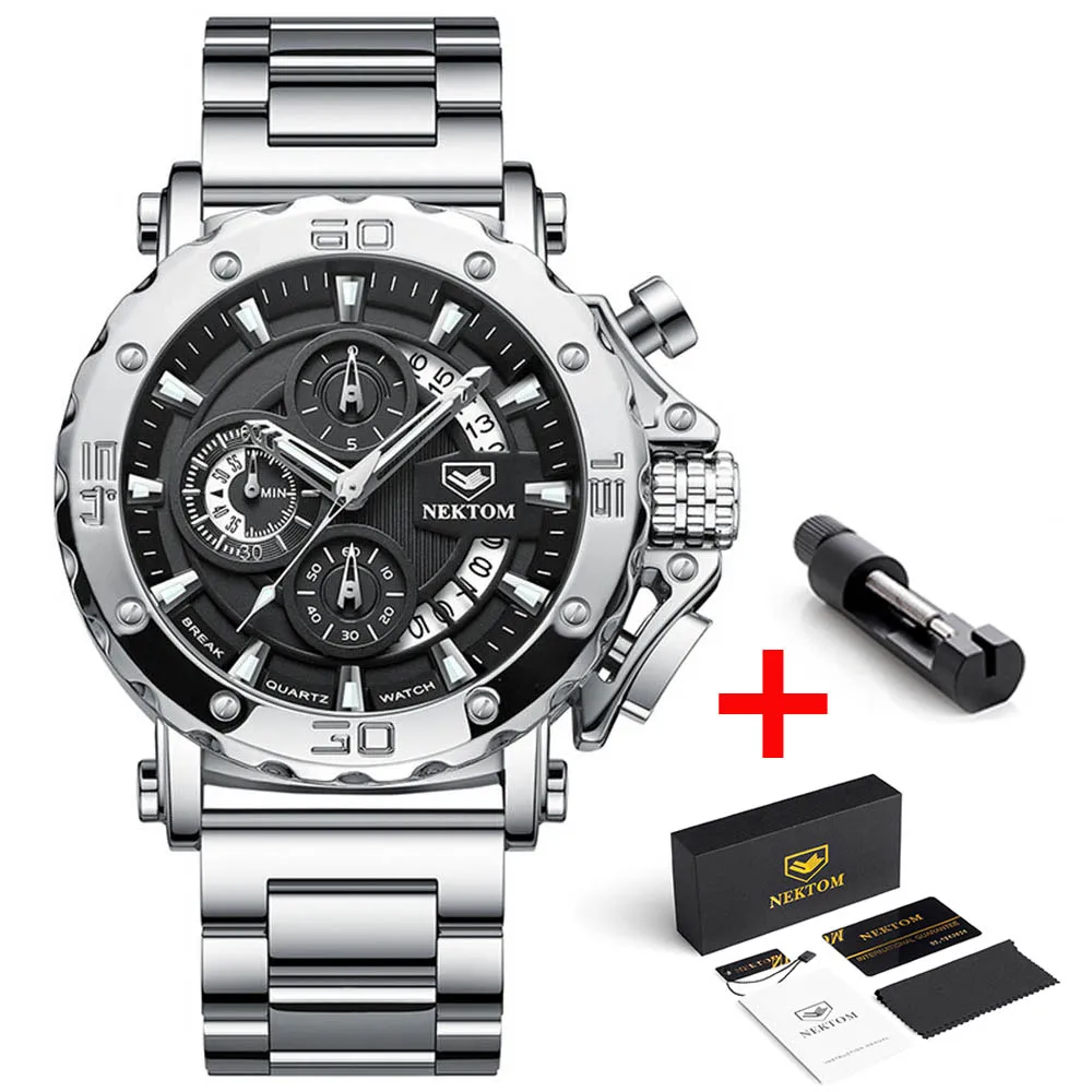 Часы наручные мужские с хронографом повседневные спортивные брендовые