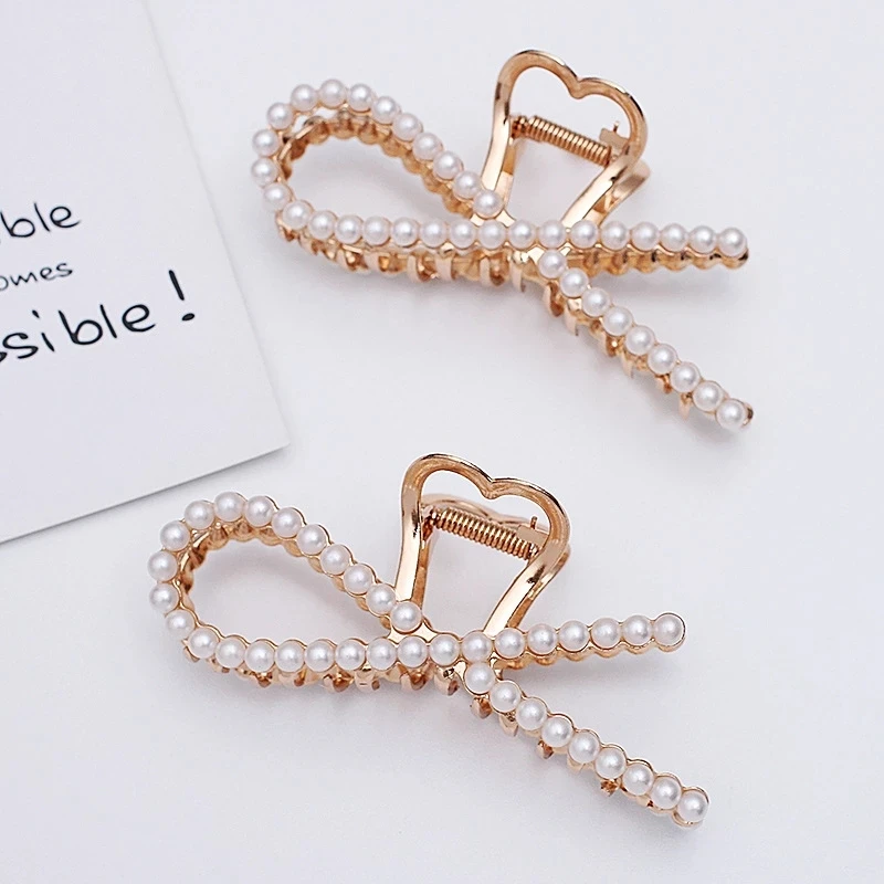 Заколка для хвоста позолоченная с искусственным жемчугом 115x50 мм 3 шт. - купить по