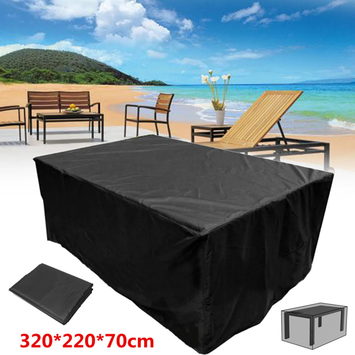 

Polyester Furniture Dustproof Cover For Rattan Table Cube Chair Sofa Waterproof Rain Garden Outdoor Patio Protective Case Black