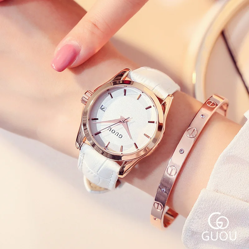 

Часы женские кварцевые, водонепроницаемые, с ремешком из натуральной кожи, 2021