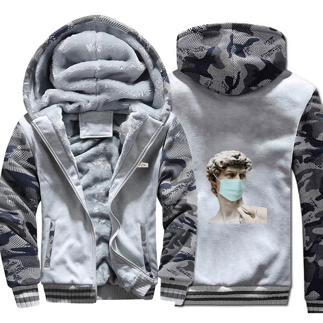 

Hoodies Funny David Sculpture Winter Thicken Camouflage Sweatshirts Streetwear Coats Men Pullovers Jackets Male Tops Tracksuits