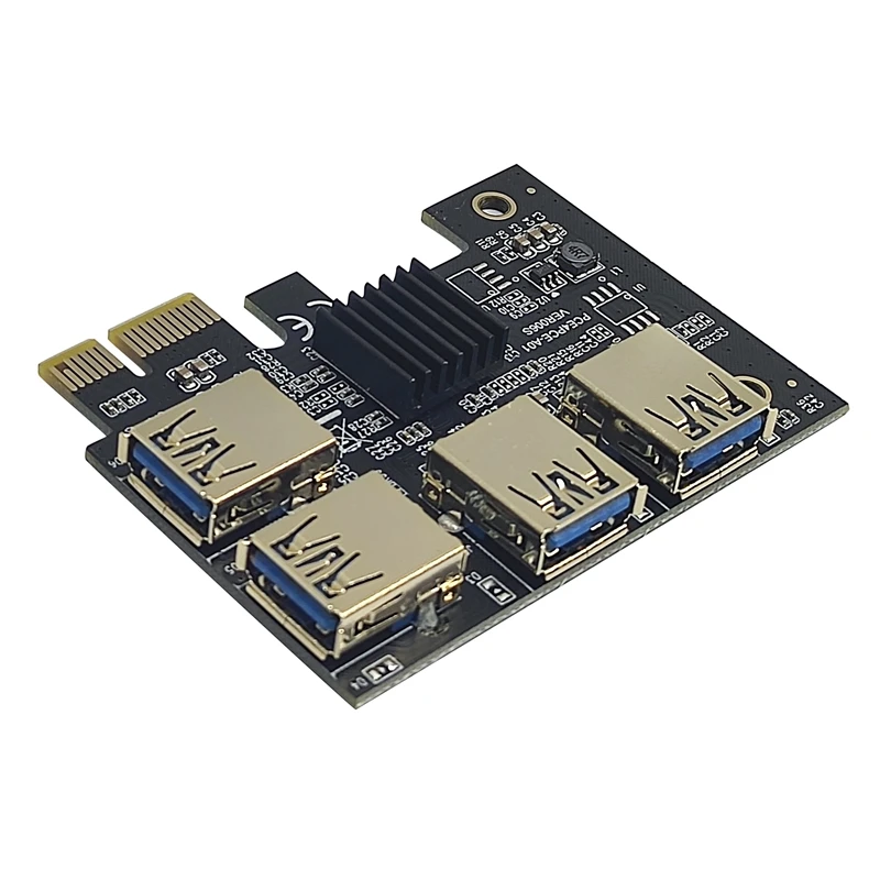 

PCI-E Riser Card PCIe 1 to 4 PCI-Express External PCI-E 1X to 4 USB 3.0 Graphics Expansion Card for Bitcoin Mining