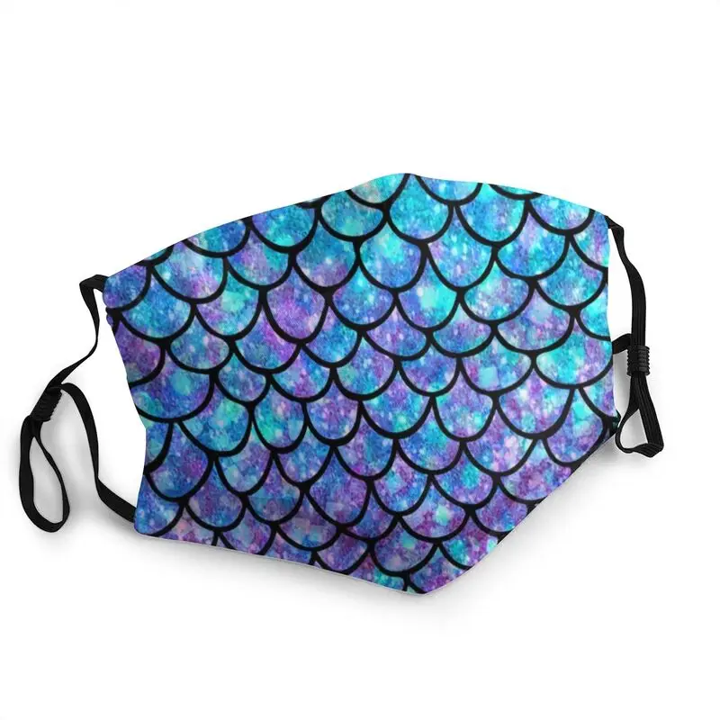 

Purples Blues Mermaid Scales Mouth Face Mask Washable Mask Unisex Anti Dust Protection Cover Respirator Mouth-Muffle