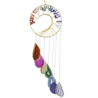 7 chakra crystal tree of life with agate slices wind chimes wall hanging ornaments window home decor 28 30 inch