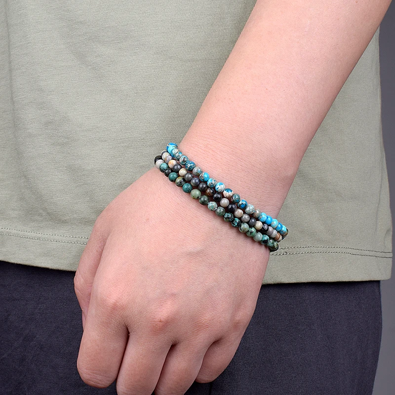 Браслет с подвесками из натурального камня миниатюрный 4/6 мм исцеление йогой |