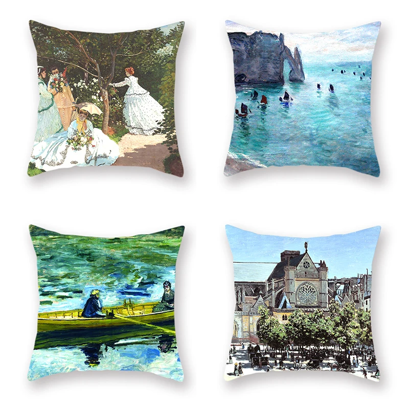 

Poppy Field Cushion Cover Near Witney Woman Throwing Decorative Home Pillowcase In Monet Landscape Christmas Tree Decorations