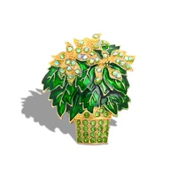 creative oil drop flower basket brooch simple diamond elegant brooch suit cheongsam cute corsage accessories
