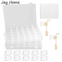 36grids embroidery floss organizer box 50 floss bobbins bobbin winder number stickers for cross stitch craft sewing storage