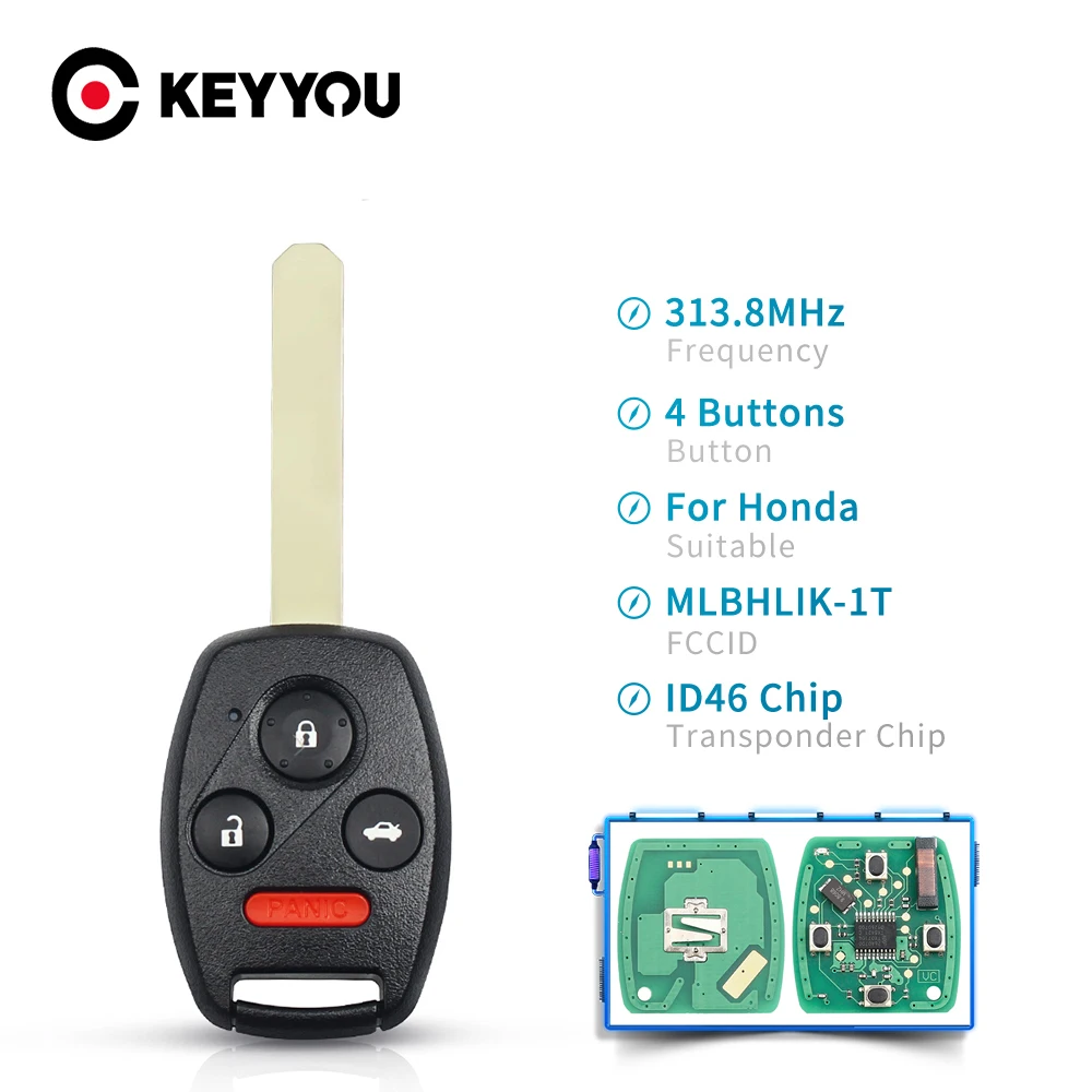 Дистанционный Автомобильный ключ KEYYOU 3 + 1 BT с сигналом 313 8 МГц для Honda Accord Crosstour CRV Fit