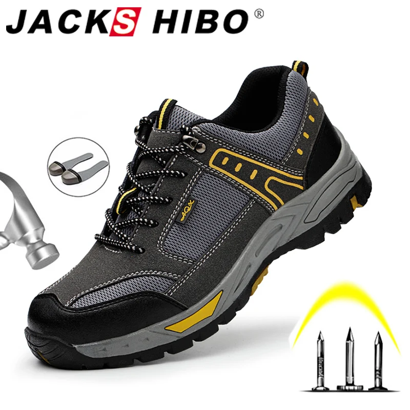 Мужские защитные ботинки JACKSHIBO неразрушимая защитная Рабочая обувь со стальными