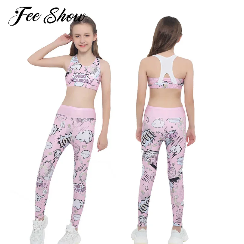 Комплект для йоги из двух предметов девочек спортивная одежда мультяшный