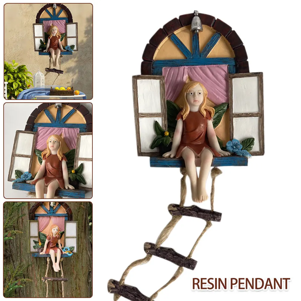 Сказочный домик подвеска на окно из смолы сидящая сказочная лестница искусство