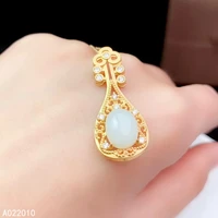 kjjeaxcmy fine jewelry 925 sterling silver inlaid natural white jade female pendant necklace popular support test hot selling