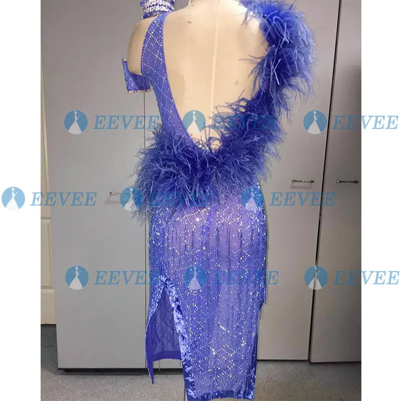 latin dance dress women girls Sexy Rhinestone beads Latin dance apparel Latin dance dress purple feather latin dance dress