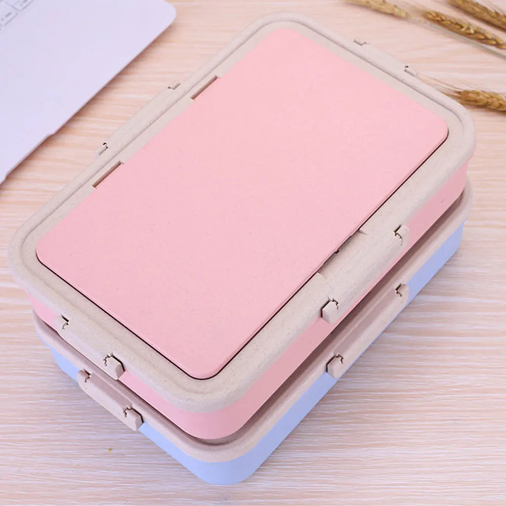 3/5 сетки Ланч-бокс пшеничной соломы Bento box Портативный Ec-friendly контейнер для