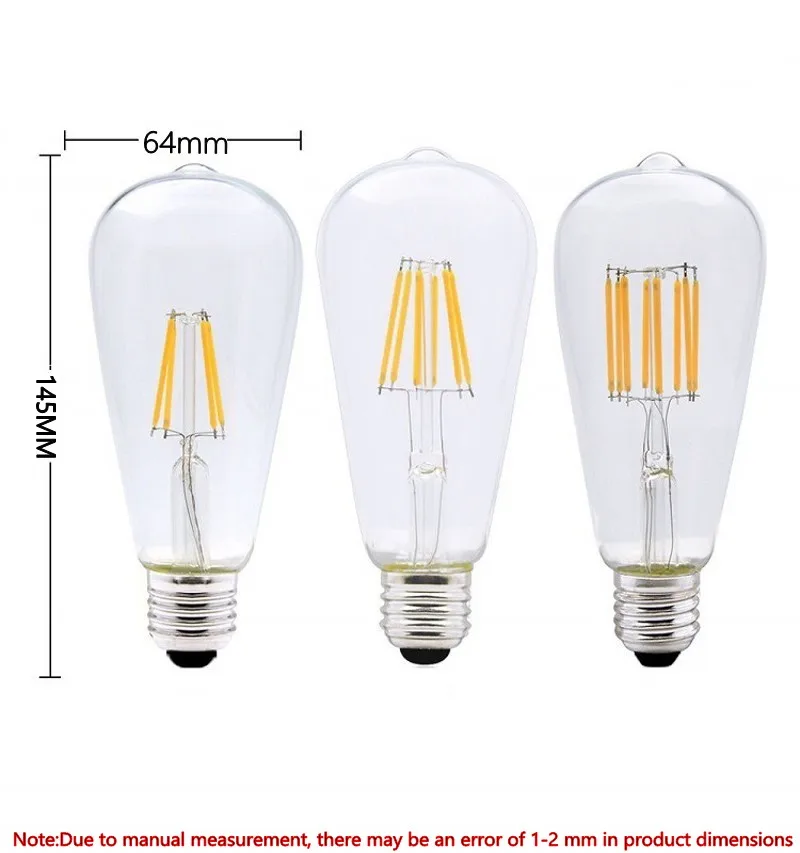 Светодиодная лампа накаливания Эдисона ST64 4 Вт 6 8 220 В E27 10 старинные ретро - купить