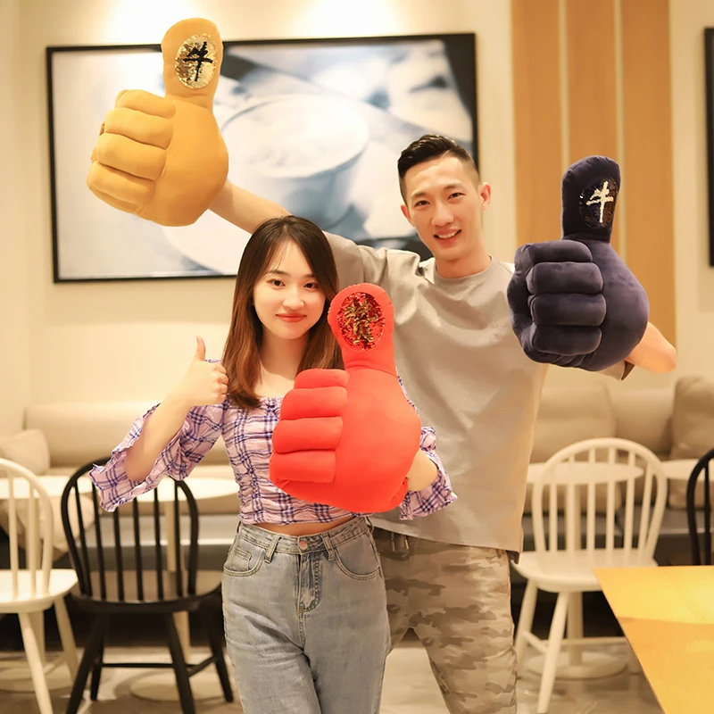 

40cm creative shape thumb plush hand warmer winter hand warmer cover plush toy photo props Calentador de manos de felpa Almohada