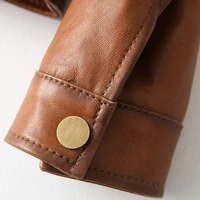 2021 New Autumn Women Genuine Leather Jacket Single Breasted Pockets Slim Fit Short Ladies Coat Motorcycle Biker Leather Jackets