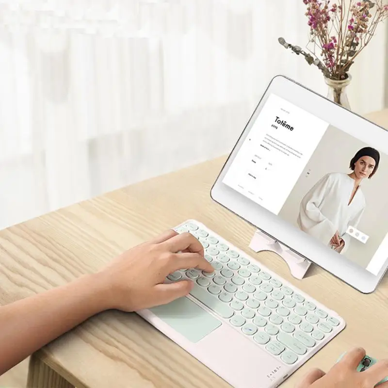 bluetooth keyboard mouse with touchpad for ipad xiaomi pad5 samsung huawei tablet portable wireless mini teclados korean spanish free global shipping