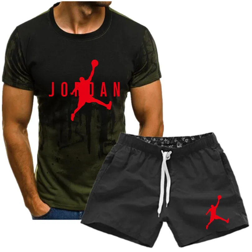 

Men's casual suit fashion two-piece sportswear short-sleeved T-shirt + shorts suit men's sportswear track suit summer sportswear