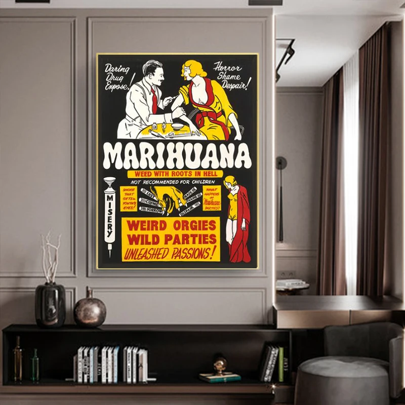 Картина на холсте антимарихуана в стиле ретро настенные картины плакаты и принты